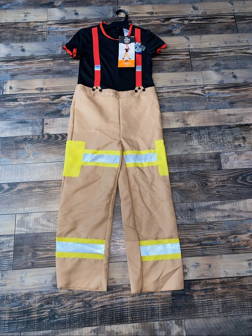 Kids Firefighter Costume Jacket with Red Suspenders - Hyde & Eek! Size M 8-10